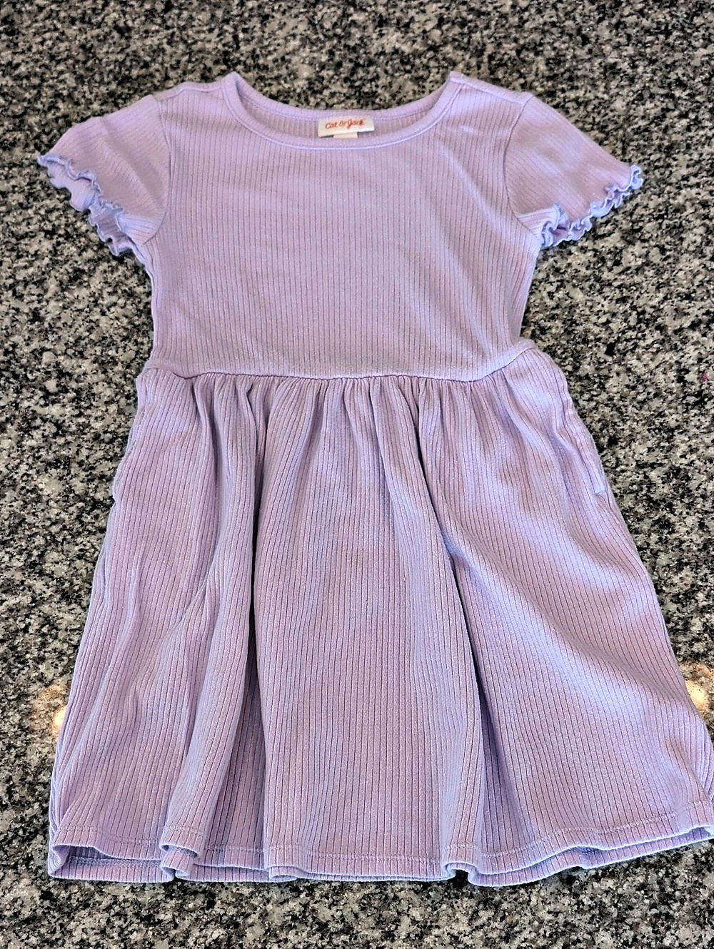 Cat & Jack Short-Sleeve Ribbed Dress Pink Girls XS (4/5)